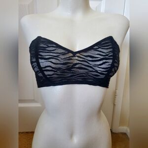 Savage X Fenty Black Sheer Stretch Lace Bustier Bra Top Women's Medium NEW
